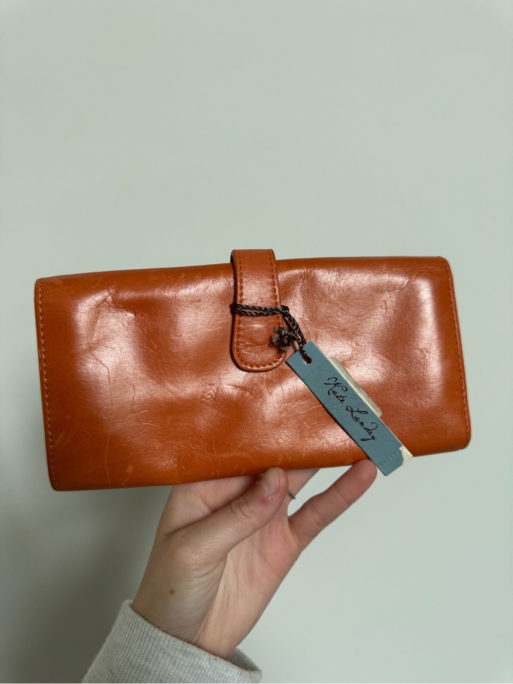 NWT Kate Landry Orange/Brown Trifold Leather Wallet